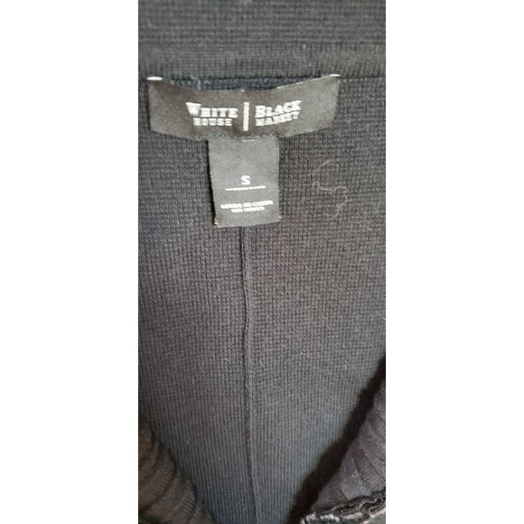 White House / Black Market Women's Black Ruffled Zip Up Cardigan with Buttons - Picture 3 of 6